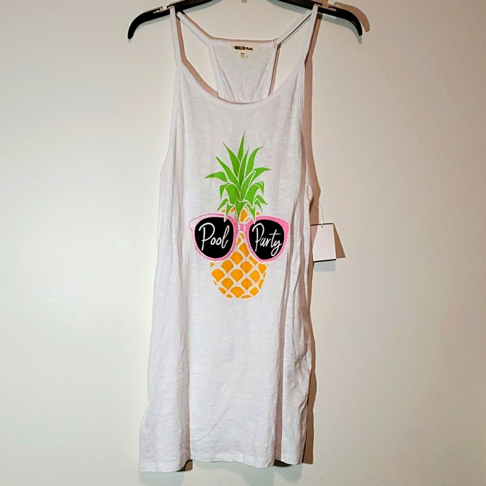 White Pineapple Pool Party Swimsuit Coverup